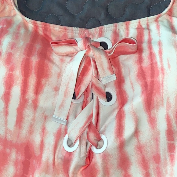 Michael Kors Tie-Dye Lace-Up Pink Swimsuit - Picture 6 of 10